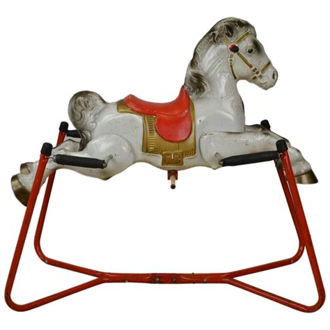 antique rolling rocking horse toy metal chassis|Antique Toy Horse with Wheels for sale .